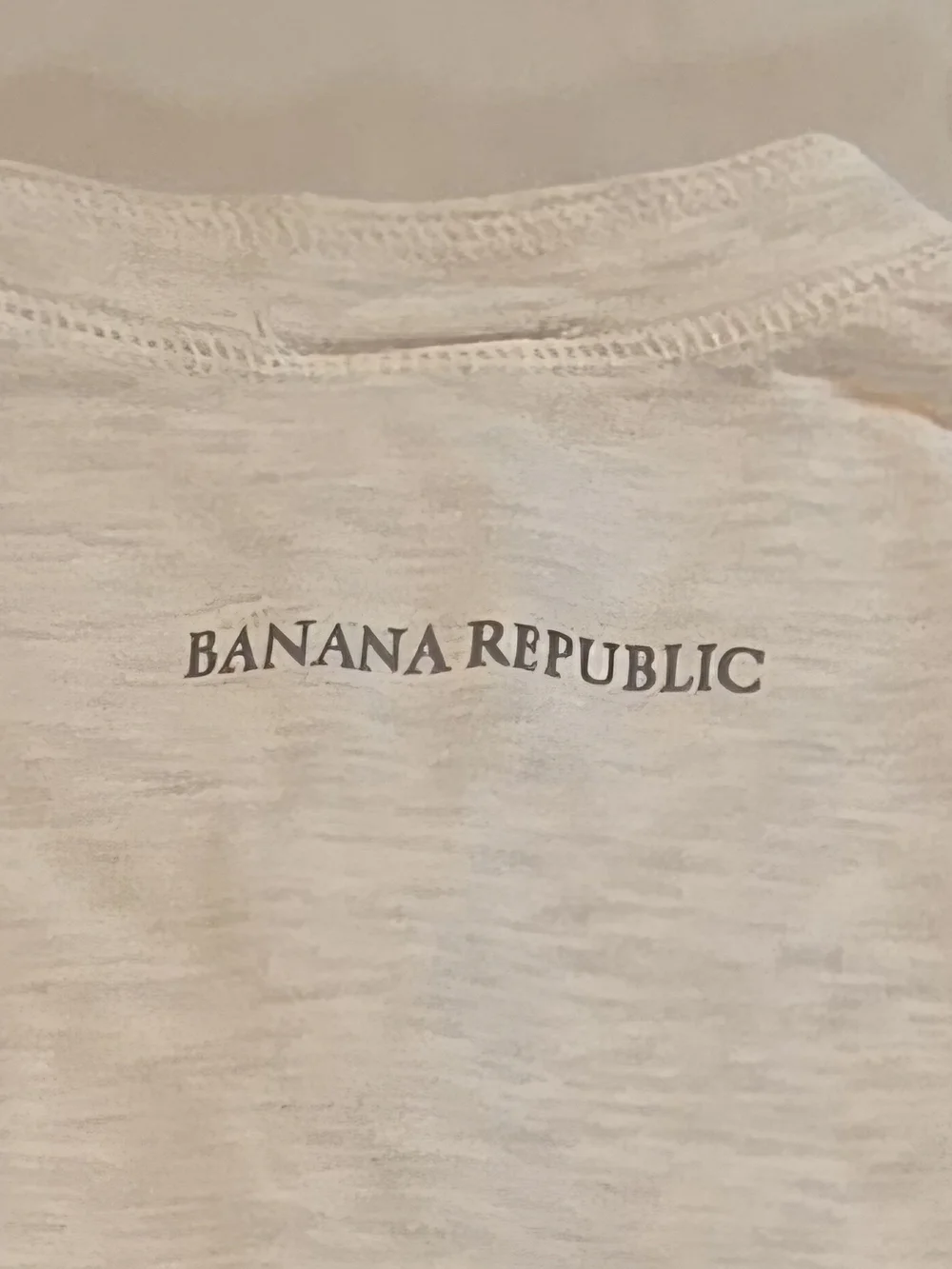 Banana Republic Men's Cream Henley Logo Long-Sleeve Shirt
